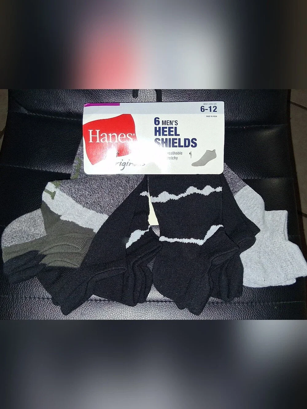 Hanes Originals Men's Heel Shield Socks, Moisture Wicking, 6-Pairs Size 6-12